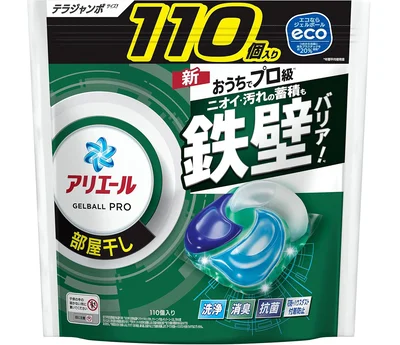 アリエール 洗濯洗剤 ジェルボール 部屋干し 110個 ニオイ・汚れの蓄積も鉄壁バリア 詰め替え [大容量]