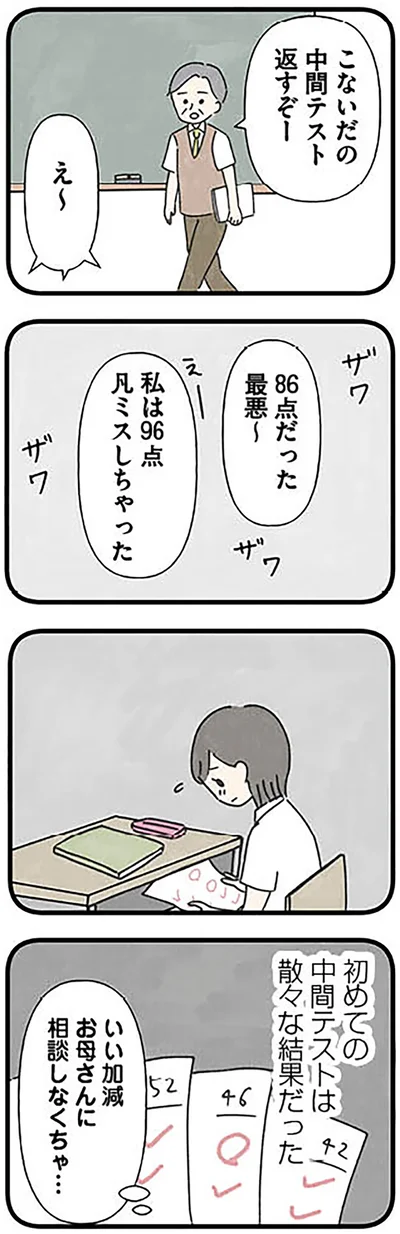 初めての中間テストは散々な結果だった