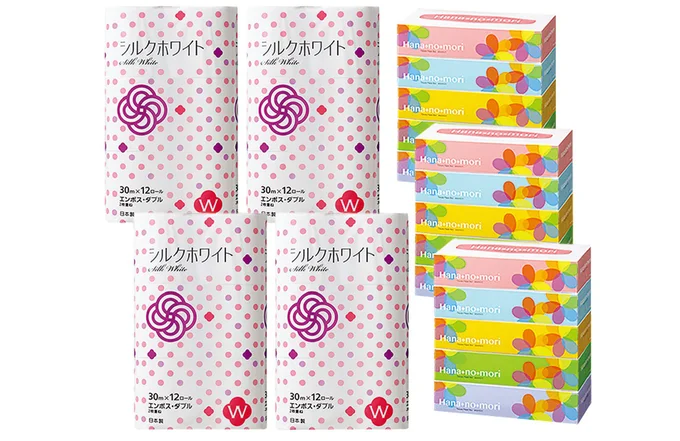[岩手県一関市]トイレットペーパーダブル 48個 & BOX ティッシュ15箱 2種セット