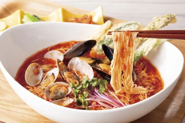 季節野菜フリットの米麹トマト麺