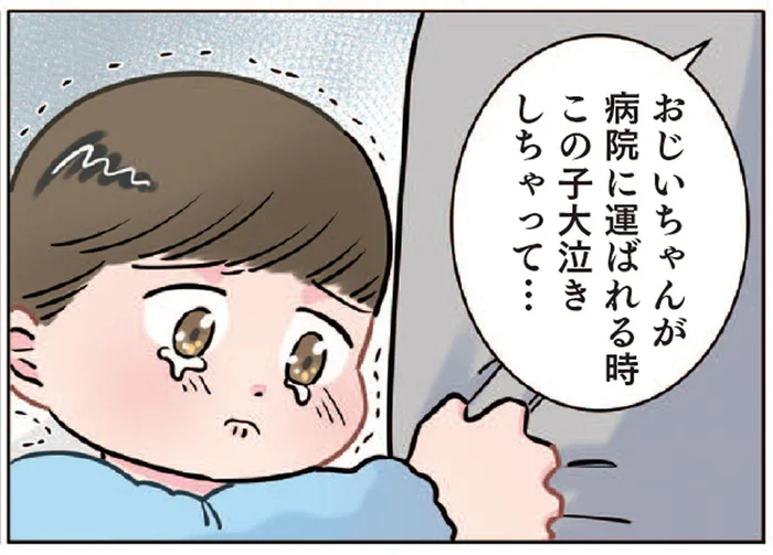 そっちの理由!? おじいちゃんが救急搬送されて大泣きしたと思いきや／ただいま！保育士でこ先生（8）