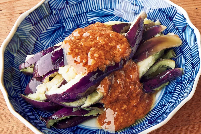 蒸しなすのみそだれサラダ