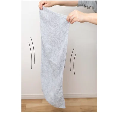 タオルはしっかり振りさばいてパイルを立てて