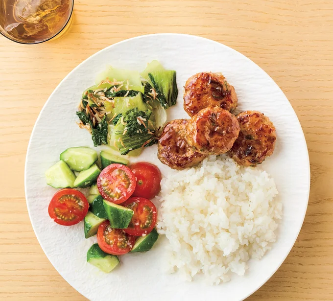 かさ増しで食べごたえ満点「ねぎとりたれつくねプレート」3品【まる式ダイエット】