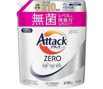 20位はアタックZERO アタック液体史上 最高の清潔力。無菌レベルの消臭力 詰め替え 2100ｇ