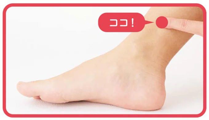 内くるぶしから指4本分上