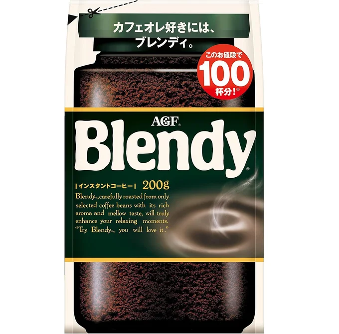 AGF(エージーエフ) ブレンディ 袋【 インスタントコーヒー 】【 水に溶けるコーヒー 】【 カフェオレ 好きに 】【 詰め替え 】 200グラム (x 1)
