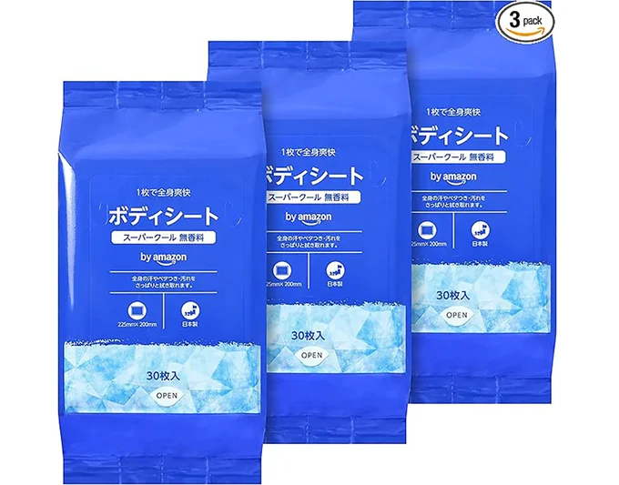 by-Amazon-ボディシート-スーパークール-無香料-30枚×3個