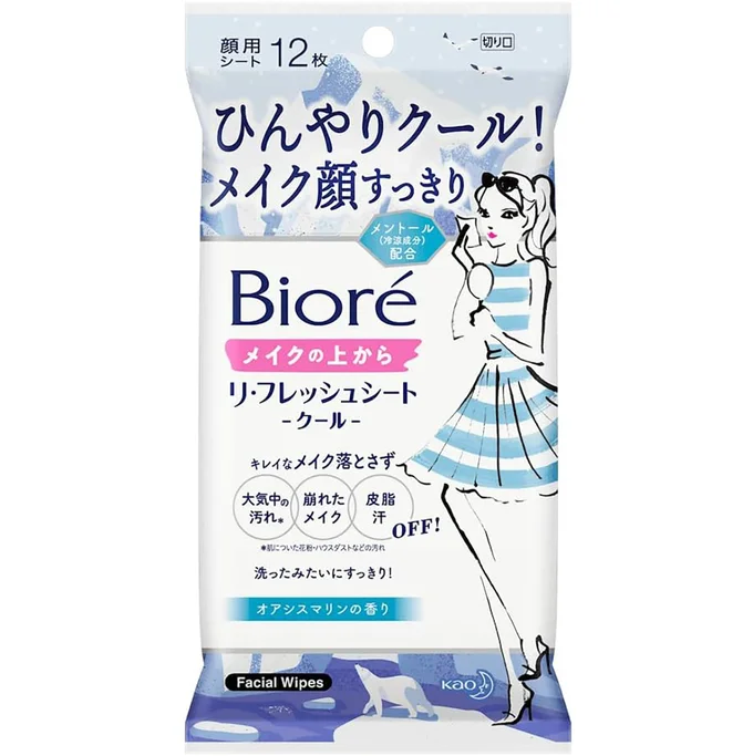 花王-ビオレメイクの上からリフレッシュシート-クール-[12枚入り]