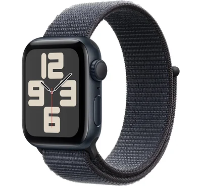 Apple Watch SE(第 2 世代)[GPS モデル、40mm ケース]ミッドナイトアルミニウムケースとインクスポーツループを組み合わせたスマートウォッチ
