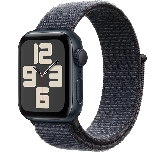 Apple Watch SE(第 2 世代)[GPS モデル、40mm ケース]ミッドナイトアルミニウムケースとインクスポーツループを組み合わせたスマートウォッチ