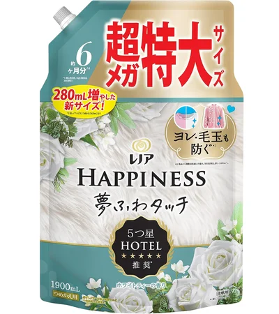 レノア ハピネス 夢ふわタッチ 柔軟剤 ホワイトティー 詰め替え 1,900mL [大容量]