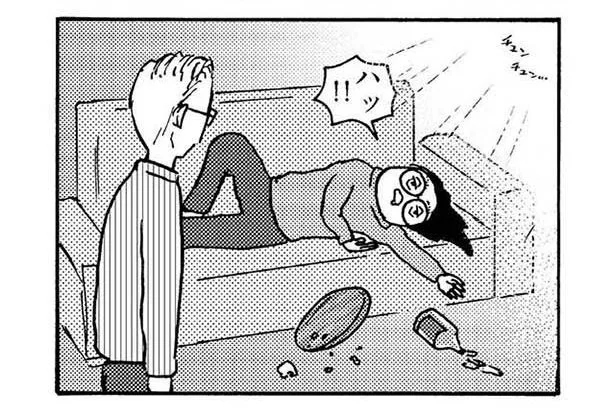酔ってソファで寝て風邪をひいた大黒柱妻。夫の冷ややかな視線が突き刺さる