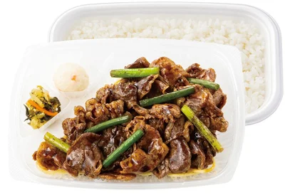『焦がし醤油と黒マー油香る　黒の牛豚ダブル焼肉弁当』950円