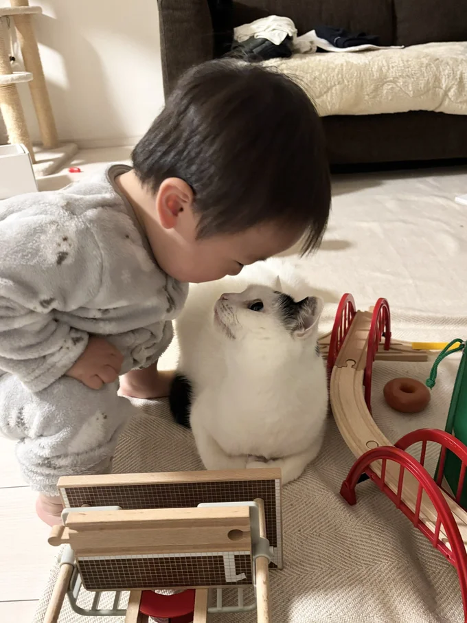 じっと見つめ合うのは信頼の証！？▶︎まだまだあります！2人の仲良しショット3連発！（⇒次へ）