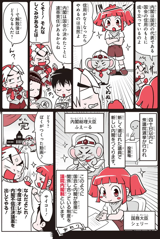 『角川まんが学習シリーズ のびーる社会 政治のしくみ 憲法・選挙・国際社会他』より