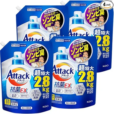 【ケース販売】デカラクサイズ アタック抗菌EX 洗濯洗剤 2800ｇ×4個