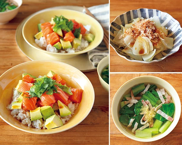 暑くてやる気がない日も作れる！ 切って、のせて、栄養満点「サーモンとアボカドののっけ丼」の献立
