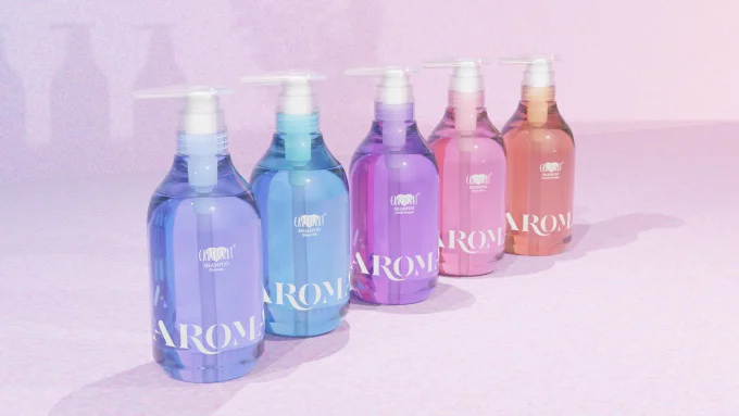 美容室EARTHの人気ヘアケアシリーズ「アースハート アロマ シャンプー／アロマ トリートメント」（500ml各2860円）