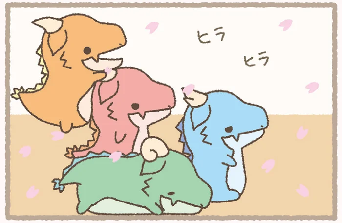 窓から舞い込む桜吹雪。かいじゅうたちが見とれていたら…？