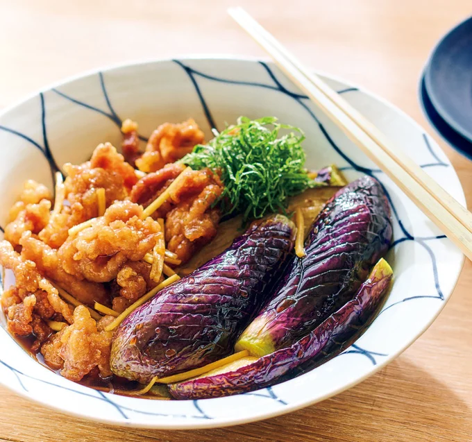 夏野菜とお買い得肉で!「豚こまとなすの揚げびたし」