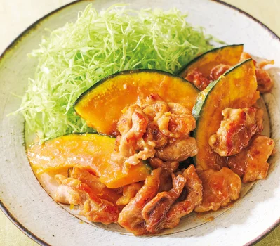 かぼちゃの甘みがたれに絶妙にマッチ！「豚こまとかぼちゃのしょうが焼き」