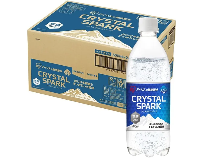 CRYSTAL SPARK(クリスタルスパーク) 炭酸水 500ml ×24本 強炭酸水 アイリスオーヤマ