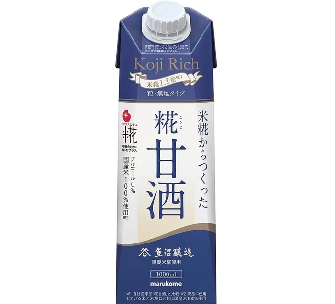 マルコメ プラス糀 米糀からつくった糀甘酒LL 国産米100%使用 無塩タイプ 糀リッチ粒 1000ml ×6本 アルコールフリー 栄養補給