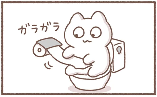 トイレットペーパーを勢いよくガラガラ！職場のトイレで絶体絶命の会社員／毎日がんばってはたらく、えらい（10）