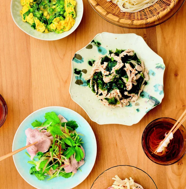 蒸しどり、豚しゃぶでたんぱく質を補う！そうめんに合うおかず