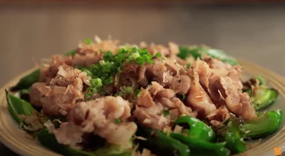 「豚ピーマンぽん酢」の完成