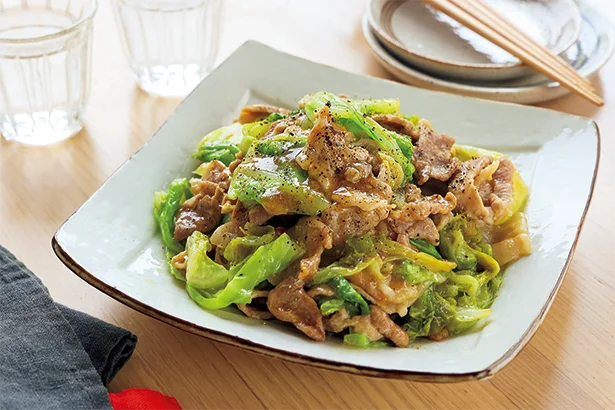 豚こまとキャベツの塩だれ蒸し