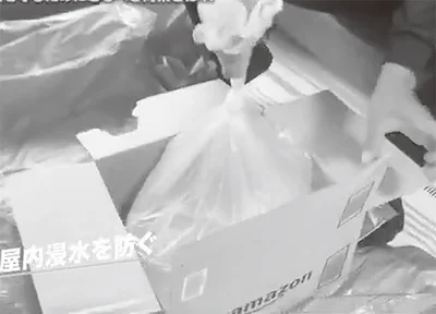 土のう袋や段ボール箱に入れる
