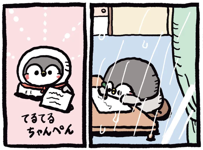 ママの帰りを待つペンギンがてるてる坊主に込めた想い
