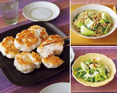 ぷりっと、ふわふわな食感がたまらない！ 低脂肪でダイエットにも◎な「えびはんぺんつくね」の献立