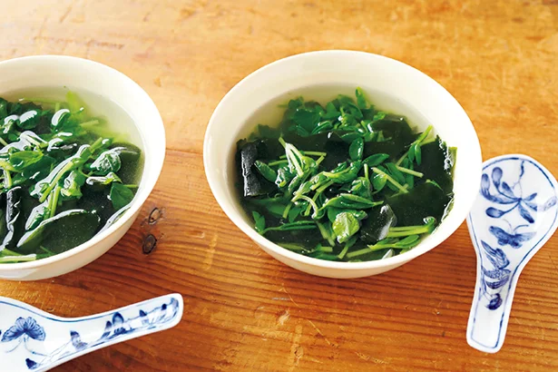 豆苗とわかめのスープ