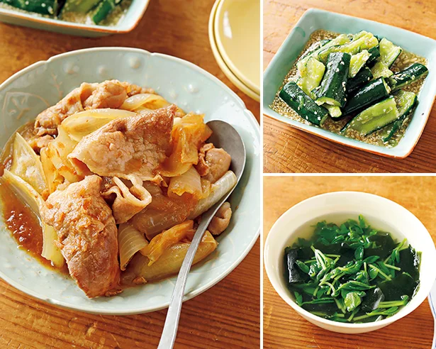 【3品20分で完成】食材2つでご飯が進む、味しみ煮ものがメイン！「豚肉と玉ねぎの甘辛煮」の献立