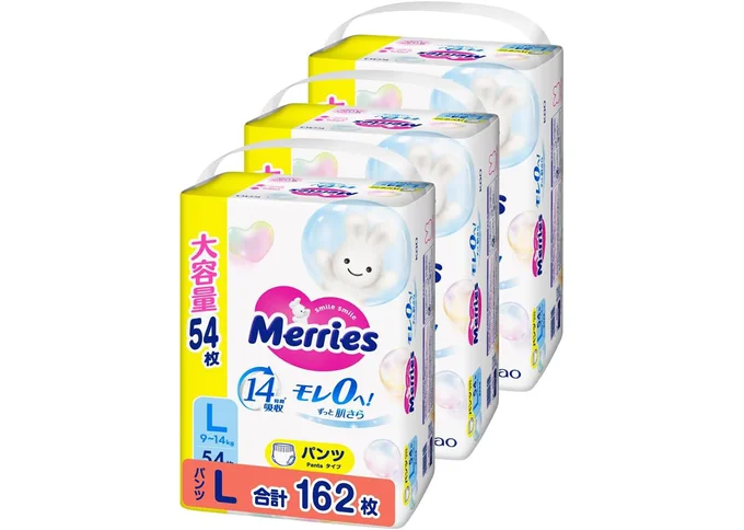 【Amazon.co.jp限定】【パンツ Lサイズ】メリーズ モレ０へ！ずっと肌さら (9~14kg) 162枚 (54枚×3)[ケース品]