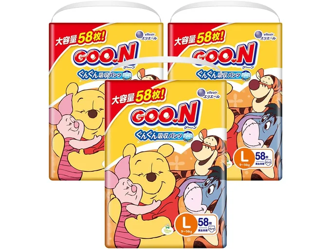 【パンツ Lサイズ】グーンプラス やわらかタッチ おむつ (9~14kg) 132枚(44枚×3) [ケース販売] 【Amazon.co.jp限定】