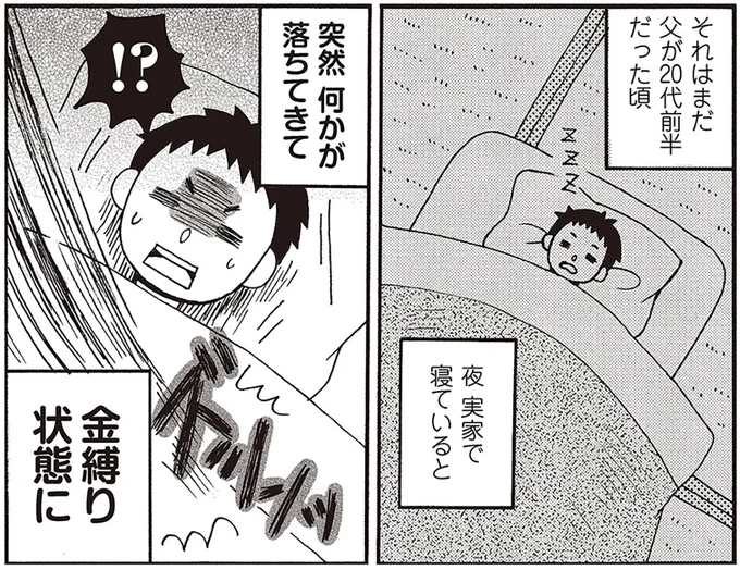 突然何かが落ちてきて金縛り状態に