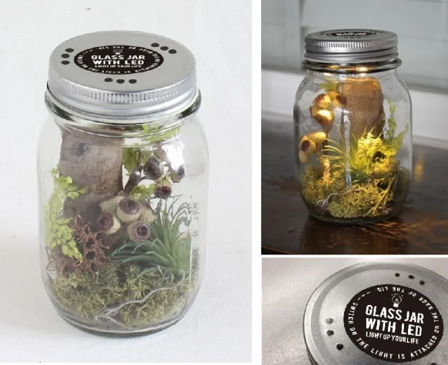 GLASS JAR WITH LED JUNGLE