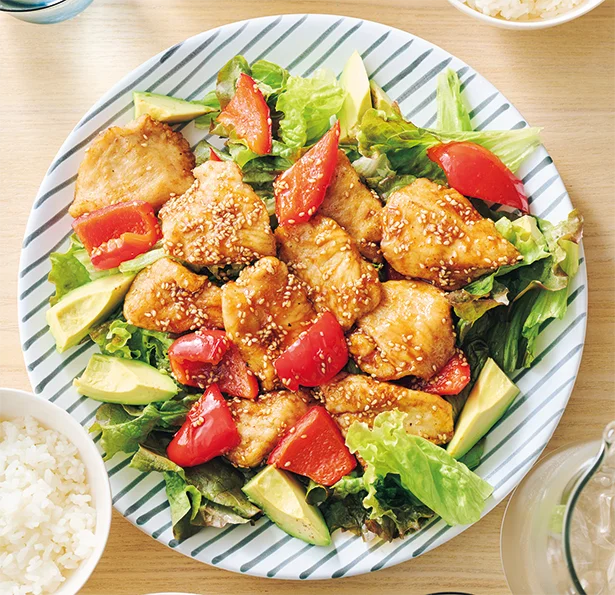 主菜：とり肉の甘辛揚げ