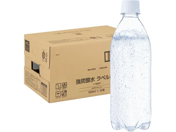 by Amazon 炭酸水 ラベルレス 500ml ×24本 強炭酸水 ペットボトル 500ミリリットル (Smart Basic)