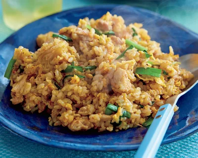 玄米の豚キム卵チャーハン