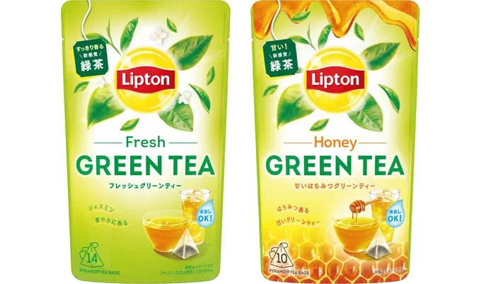 左：リプトン フレッシュグリーンティー右：リプトン 甘いはちみつグリーンティー