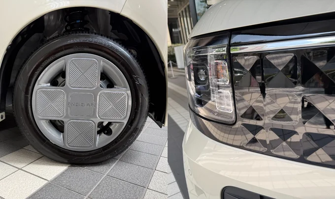 車のあちこちにかどまる四角のモチーフが