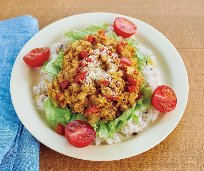 レンジで絶品!タコライス風