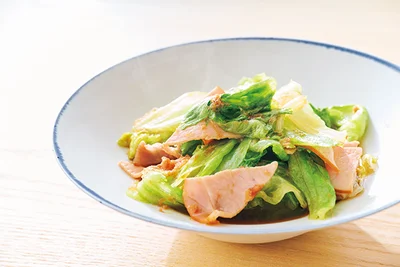 レタスとハムのレンジおひたし