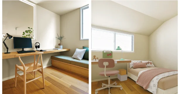  1.5階には仕事スペースと2つの子ども部屋