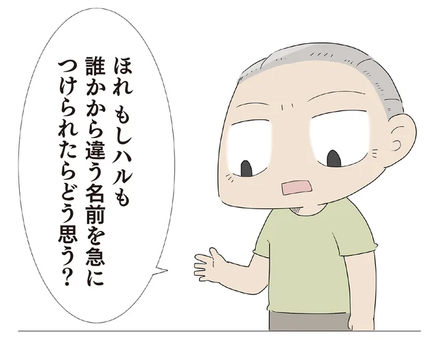 猫に勝手に名前をつけてはいかん。孫娘を諭そうと、つい「ママ」の話を引き合いに／ハルとゲン（45）